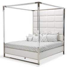 aico state st queen metal canopy bed in