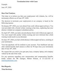 employee termination letter sle