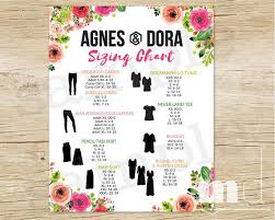 Agnes And Dora Size Chart Agnes Dora Sizing Sheet Poster