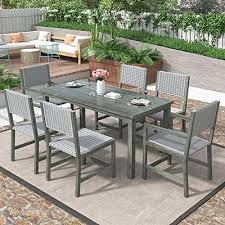 7 Piece Patio Dining Table Set Woood