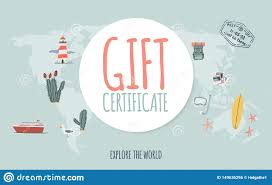 Travel Gift Certificate Hand Drawn Doodle Style Explore