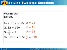 8 solving twostep equations warm up problem