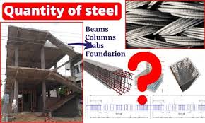 quantity of steel in beams columns