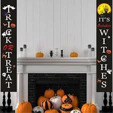 Shop the halloween sale & clearance at partyrama. Amlion Halloween Decorations Outdoor Trick Or Treat October Witches Porch Sign For Indoor Home Front Door