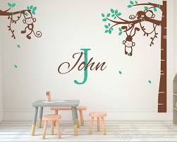 Corner Tree Monkey Wall Decal With