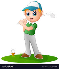 cartoon boy playing golf royalty free
