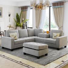 Velvet Upholstered Sectional Sofa