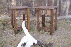 Rustic Western End Table With Horse
