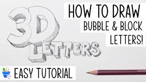 how to draw 3d letters bubble block