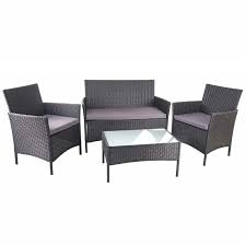 2 stühle und 2 hocker (inkl. Poly Rattan Garten Garnitur Hwc D82 Sitzgruppe Lounge Set Schwarz Mit Kissen Anthrazit