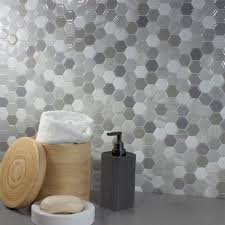 I show how easy it is to accomplish this look. Smart Tiles Hexagon Travertino 9 76 In W X 9 35 In H Grey Peel And Stick Self Adhesive Decorative Mosaic Wall Tile Backsplash Sm1102d 01 Hu The Home Depot