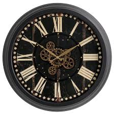 Black Gear Clock With Tempered Glass