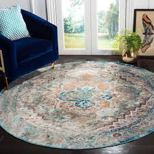 safavieh aria round area rug blue beige 6 ft 5 in x 6 ft 5 in