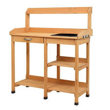 Wood Garden Workbench With Drawers And