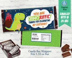 Details About Dinosaur Chocolate Wrapper Birthday Party Candy Bar Wrapper Chocolate Label