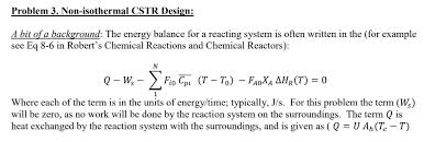 Problem 3 Non Isothermal Cstr Design