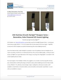 Ags Stainless Unveils Starlight Designer Series Decorative Solar Powered Led Accent Lighting Agsstainless Com