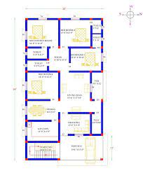 35 X 64 East Face 4 Bed Room House Plan