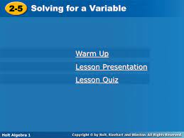 solving literal equations powerpoint
