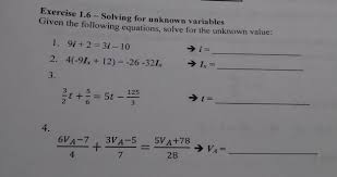 solving for unknown variables given