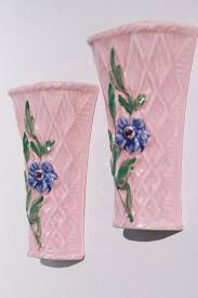 Pretty Pink Flower Basket Wall Sconce Vases