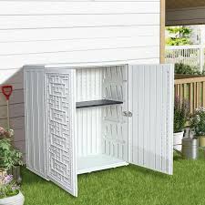 Wellfor 34 In W X 15 In D X 36 In H White Hdpe Maze Pattern Outdoor Storage Cabinet Include A Metal Shelf