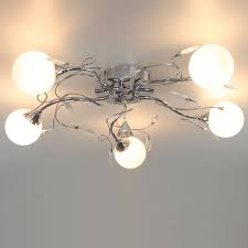 Für welche räume eigenen sich deckenlampen aus holz. Deckenleuchte Wohnzimmer Schlafzimmer 5 Flammig Glas Chrom Deckenlampe Sw Style