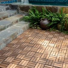 Acacia Wood Interlocking Flooring Tiles