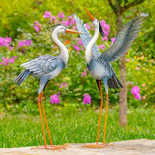 Blue Heron Iron Garden Figurines
