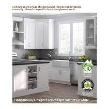 Hampton Bay Designer Series Melvern Assembled 36x36x12 In Wall Kitchen Cabinet With Glass Doors In White