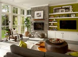 country living room with green walls