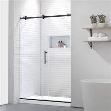 Felyl 76 X 48 In Frameless Sliding Shower Door Matte Black Hardware Sao2b 4876