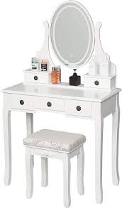 Find tables in wood, metal and glass. Dressing Table With Led Light And Drawers White Woltu Eu