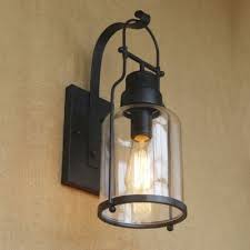 Rustic Loft Style Industrial Metal Lantern Wall Sconce In Black Finish Farmhouse Wall Sconces Wall Sconces Metal Wall Light