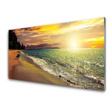 Glass Print Sun Beach Sea Tree