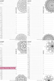 2019 Habit Tracker Printable Mandala Coloring Design