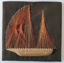 mid century copper wire nail string art