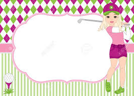 Vector Card Template With Girl Playing Golf Argyle And Striped