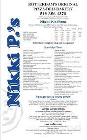 Nikki P's Pizza Deli Bakery menus in Schenectady, New York, United States