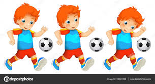 Cartoon Child Boy Playing Football Activity Illustration For