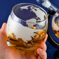 Globe Decanter With Two Whisky Glasses