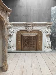 French Carved Marble Fireplace With