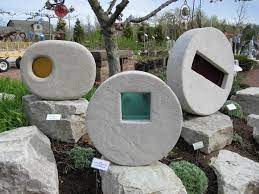 glass in concrete garden art