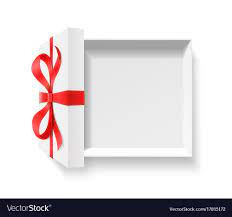empty open gift box with red color bow