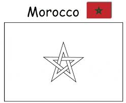 The middle stripe is yellow and includes a black trident shape. Geography Blog Morocco Flag Coloring Coloring Page