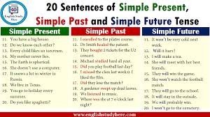 Here we have types of tenses for kids that are explained in an easy way. 20 Sentences Of Simple Present Simple Past And Simple Future Tense English Study Here