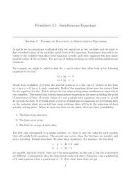 Worksheet 3 5 Simultaneous Equations