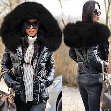 Womens Hooded Winter Coat Fur Collar