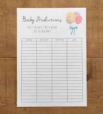 This baby shower game includes a 2 page document with cutout cards that guests can fill out to guess the baby's size and weight. Baby Prediction Sheet A4 Baby Shower Game Etsy Baby Prediction Luxury Baby Shower Baby Shower Guessing Game