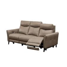 Beige Leather Power Reclining Sofa